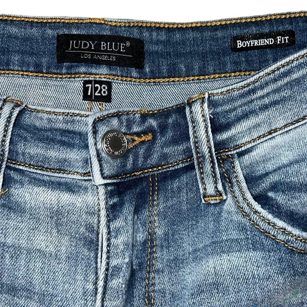 {EUC Judy Blue Christine Rainbow Paint Splatter Boyfriend Distressed Jeans 7/28}